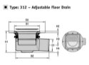 304SS Light Duty FD w/Adj Top, Flange & Clamp, Hor 3" Outlet