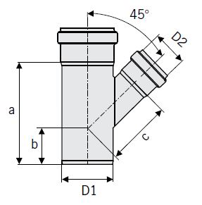 ACO 9.85 (250) Diameter Single Reduction Branch 45°