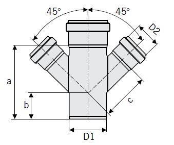 ACO 4.33 (110) Diameter Double Reduction Branch 45°