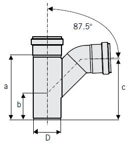 ACO 1.97 (50) Diameter Swept Single Branch 87.5°