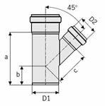 ACO 4.92 (125) Diameter Single Reduction Branch 45°