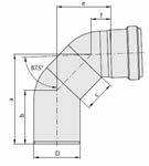 ACO 2.95 (75) Diameter Long Bend 87.5°