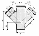 ACO 2.95 (75) Diameter Double Branch 45°